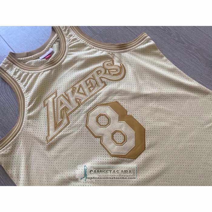 Camiseta Los Angeles Lakers Kobe Bryant NO 8 Mitchell & Ness 1996-97 Oro